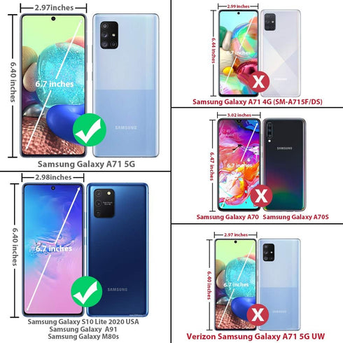 TJS Phone Case Compatible with Samsung Galaxy A71 5G/A91/M80s (Not Fit A71 4G/Verizon A71 5G UW), Teal, with Tempered