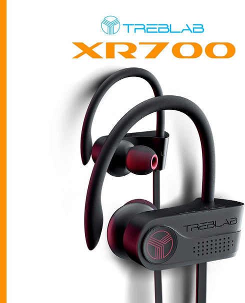 TREBLAB XR700 Wireless Sports Earbuds, Bluetooth 5.0, IPX7 Waterproof, Noise Cancelling, Adjustable Earhooks