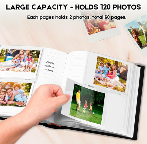 Photo Album for Fujifilm Instax Wide 300 Camera, Linen Cover, 120 Pockets for Polaroid Instant Photos