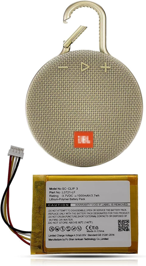 L0721-LF 1000mAh Battery for JBL Clip 3 / Clip 3AN / Clip 3SAND Waterproof Bluetooth Speaker with Tools