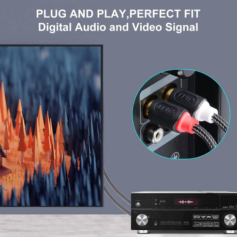 J&D RCA to 1/4 Audio Cable, Dual 1/4 inch TS to Dual RCA Stereo Interconnect Cable, 15 Feet