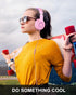 ELECDER i45 On-Ear Headphones with Microphone, Foldable Stereo Bass Headphones, 3.5MM Jack, Portable, Pink