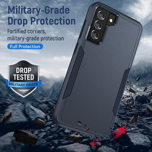 Samsung Galaxy S21 Heavy-Duty Case with HD Screen Protector, Rugged Shockproof, Military Grade Drop Tested, Blue.