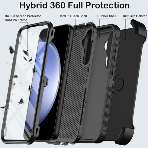 Samsung Galaxy S23 FE Case with Belt Clip Holster & Kickstand, Built-in Screen Protector, Heavy Duty Shockproof