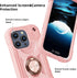 iPhone 15 Pro Case 6.1" - Rugged Military-Grade Shockproof Cover with Ring Stand, Glass & Camera Lens Protectors (Pink)