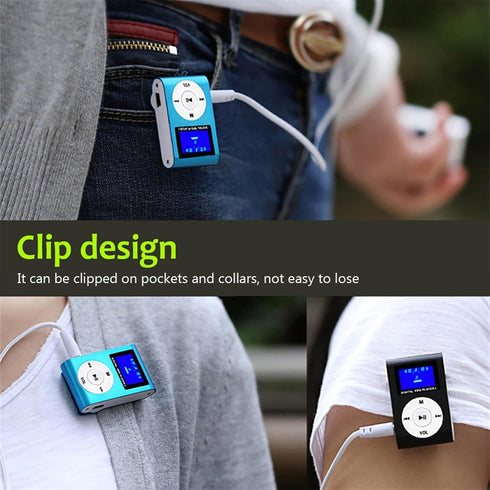 Diyeeni MP3 MiniMP3 32GB Mini Player, Portable Music Player with Clip, LCD Screen, Digital Music Media Player BackClip