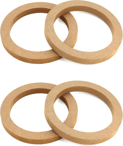 QWORK Wooden Speaker Spacer Rings, 4 Pcs 6.5" Car MDF Speaker Ring for 6.5 Inch Speakers
