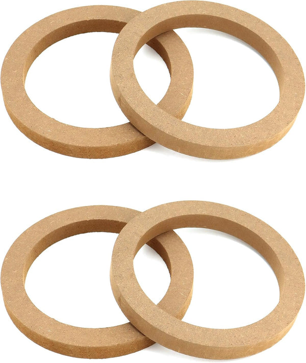 QWORK Wooden Speaker Spacer Rings, 4 Pcs 6.5" Car MDF Speaker Ring for 6.5 Inch Speakers