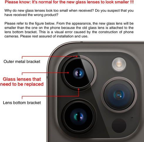 ASDAWN Back Rear Camera Lens Glass Replacement for iPhone 14 Pro 6.1 Inches with Pre-Installed Adhesive, Installation