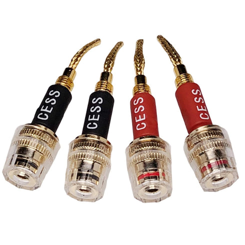 CESS-220 Pin Banana Plug to 4mm Female Banana Jack, 4 Pack, Braided-Type