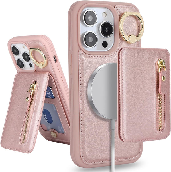 iPhone 15 Pro Max Case Wallet with Card Holder, Detachable 2-in-1, MagSafe Compatible for Women & Men - Pink