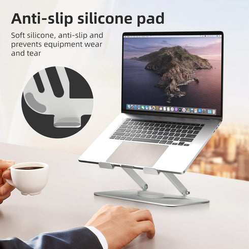 suptek Laptop Stand for Desk, Ergonomic Laptop Holder for 11-17" Laptops, Foldable Laptop Riser, White