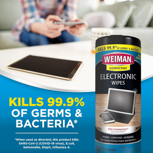 Weiman Disinfecting Electronic Cleaning Wipes, 30 Wipes for Keyboards, Tablets, E-readers, Smart Phones