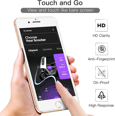 JETech Full Coverage Screen Protector for iPhone SE 3 (2022)/SE 2 (2020)/8/7, 4.7-Inch, White Edge Tempered Glass