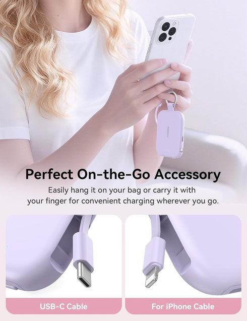 RORRY 5000mAh Pack 17/16/15/14/13/12, 2/3/4/Pro, Portable Charger, Portable Charger Power Bank with Built-in Cables