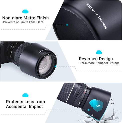 JJC Camera Lens Hood Shade for Canon EF 75-300mm f/4-5.6 III USM & EF-S 55-250mm f/4-5.6 IS II - Replaces Canon ET-60