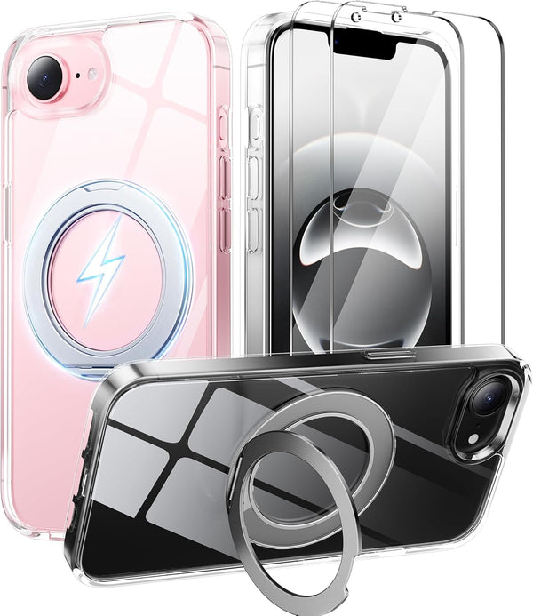 Gyizho 360Ring Stand for iPhone 16E/17E Case with 2X Screen Protector,Fit for MagSafe,
