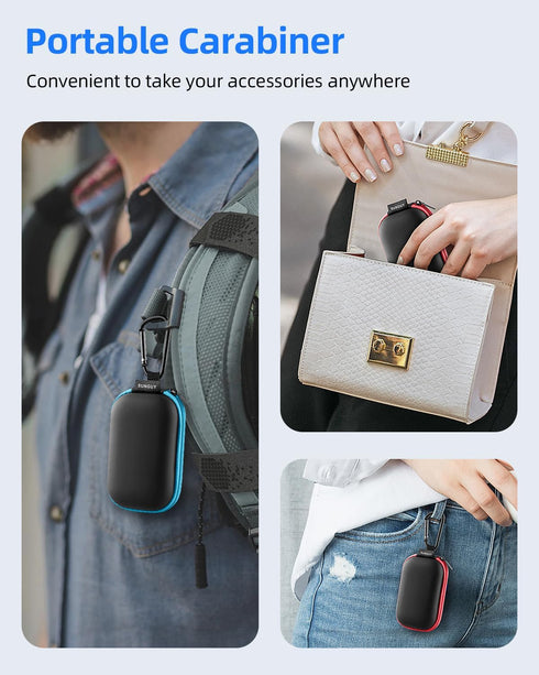 SUNGUY Earbuds Case 2Pack, Portable Rectangle Carrying Case with Carabiner for Earphones, Earbud, SD Card, USB Cable