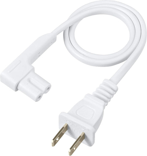 19.5in Power Cord 2-Pack for Sonos One, One SL, Play-1 Speakers - Short White Power Plug Cable
