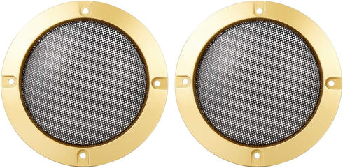 X AUTOHAUX 2pcs 4" Car Metal Audio Speaker Cover, Black Glossy Mesh Subwoofer Grill Horn Guard, Decorative Circle