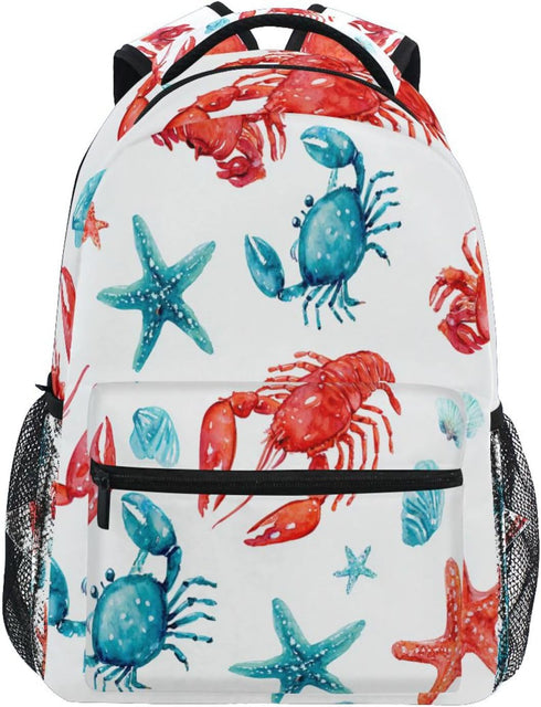Krafig Watercolor Cute Lobsters Crabs Boys Girls Kids School Backpacks Bookbag, School Bag