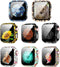 8 Pack Case Compatible for Apple Watch SE Series 6 5 4 3 2, Hard PC Flowers Case with Tempered Glass Protectors
