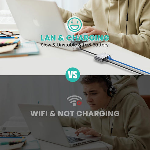USB C Gigabit Ethernet Adapter with 60W Charging Port, 1000 Mbps Ethernet to Type C for MacBook Pro, iPad Air
