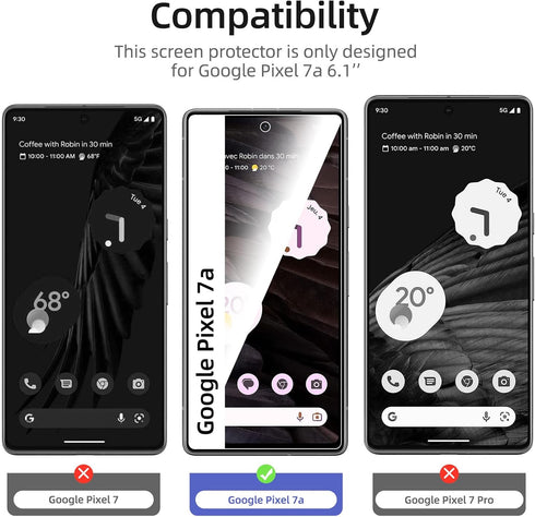 NEW'C [3 Pack Designed for Google Pixel 7a Screen Protector Tempered Glass, Bubble Free, Ultra Resistant