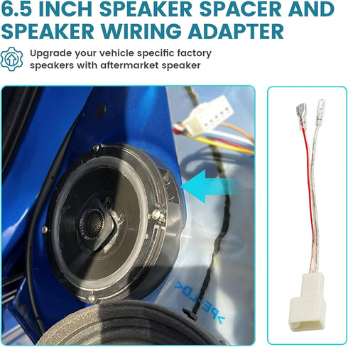 6.5" Speaker Spacer Rings W/Speaker Harness for Mitsubishi Lancer/Outlander/Mirage/Eclipse Cross 2008-2021 Install Subwoofer Aftermarket Speaker Mounting Adapter