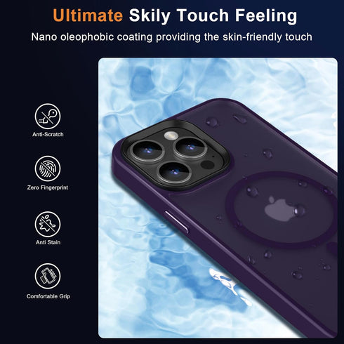 MOCCA iPhone 14 Pro Max Case - Deep Purple, 10FT Military Grade, Slim Shockproof, Translucent Matte, Magsafe Compatible.