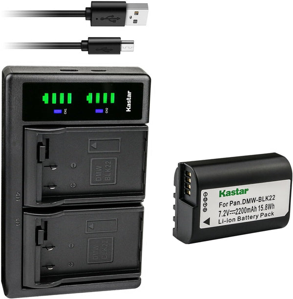 Kastar 1-Pack DMW-BLK22 Battery and LTD2 USB Charger for Panasonic Lumix S5 II, S5 IIX, G9 II Mirrorless Cameras