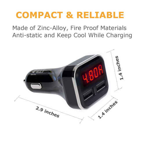 Aliavation Cigarette Lighter USB Charger with Voltage Display, 24W Dual USB Car Charger, Battery Monitor 12v, USB
