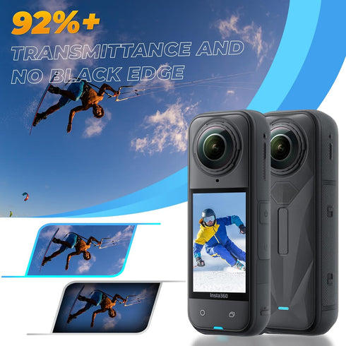 Insta360 X5,2 Cap+2 92% Insta360 X5 Semaiki Premium Lens Guards for Glass Lens Screen Protector Film, Transmittance