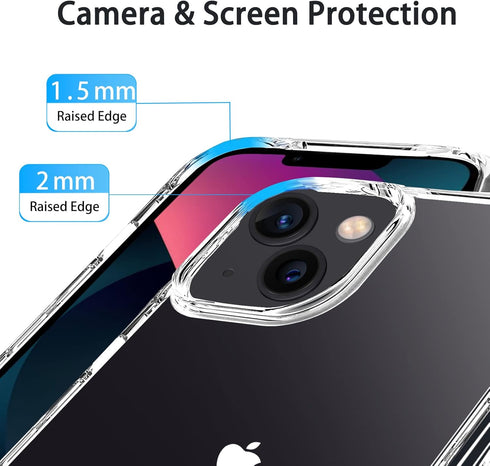 JJGoo Clear Case Compatible with iPhone 13, Transparent Shockproof Phone Case, Slim Anti-Scratch Hard PC Back