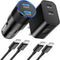 Car Charger for iPhone 15, 40W Dual USB C Fast Charger Cigarette Lighter + 2 Pack 6FT USB C to USB C Cable + Dual USB C