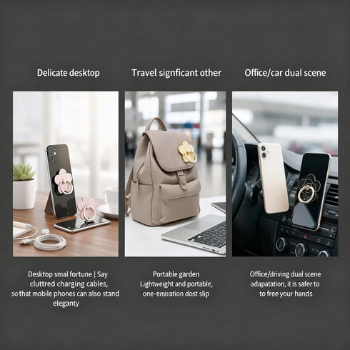 Geettcaifu 4 Flower,360 180Angle Pcs Cell Phone Ring Holder Rotate and Adjustable Metal Finger Ring Socket Grip
