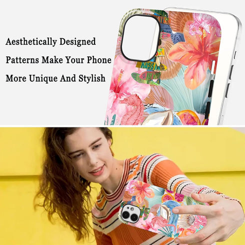 lioscre 12/iPhone 12 6,1'' Magnetic for iPhone Pro Case, Compatible with MagSafe, Pink Sea Life Flower Collage Cute