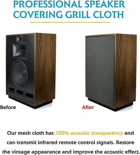 Speaker Grill Cloth Dustproof - Stereo Speaker Cloth Cover Mesh Fabric for Home/Stage Speakers, Black
