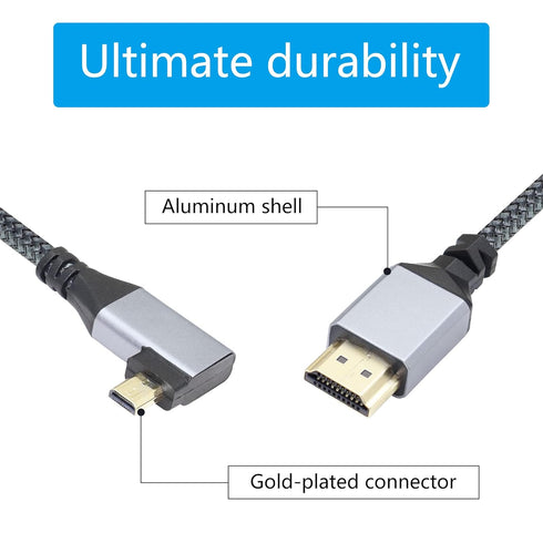 4K Cable,90 4K etc.(50cm) RIIEYOCA Micro HDTV to HDTV Adapter Degree Left Angle Micro hdtvMale to hdtvMale Aluminum