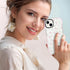 Dumkery 14 15 Cute Clear Pink Flowers Phone Case Compatible with iPhone Plus, Floral iPhone Plus Case Aesthetic