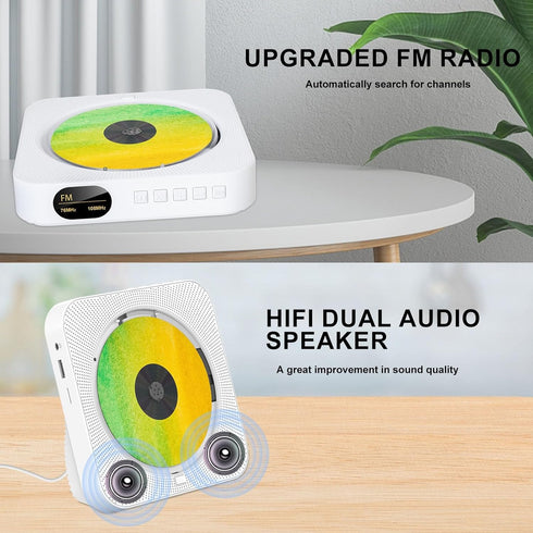 Portable CD Player with Bluetooth, Desktop CD Player for Home with Remote Control, FM Radio, LED Screen