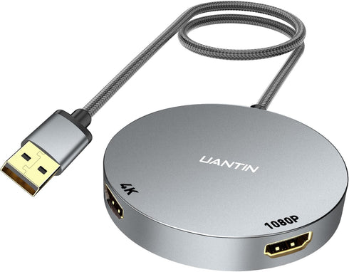 USB 3.0 to Dual HDMI Splitter for 2 Monitor Extended Display, 4K/1080P External Graphics Card for Windows and Mac