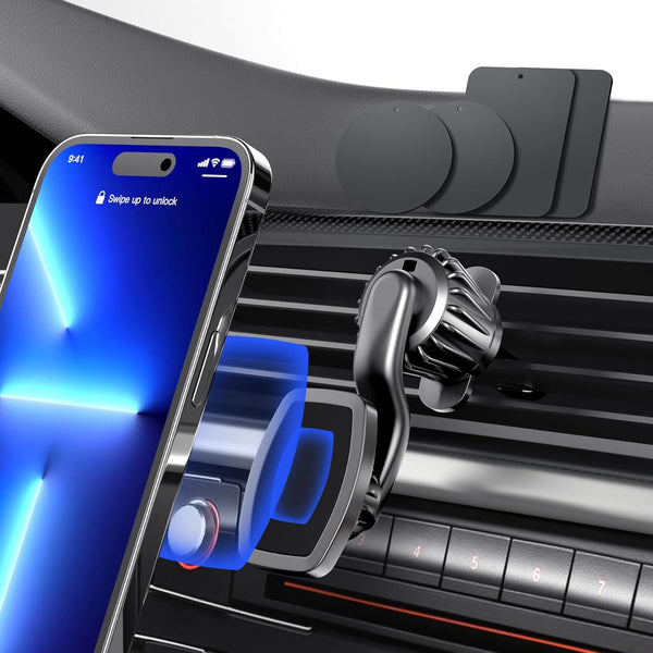 Magnetic Car Phone Holder Mount, Upgraded Clip with 360° Strong Magnet for iPhone, Samsung, Tablets
