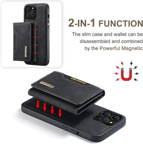 SZHAIYU 2 in 1 Detachable Back Cover for iPhone 13 Pro Max, Wallet Case with Card Holder, Slim Leather Pocket