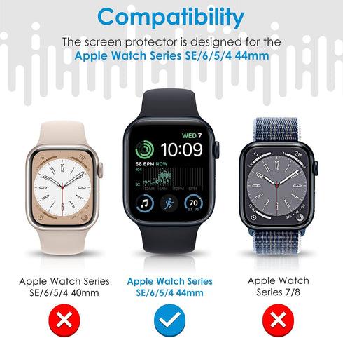 UniqueMe 6 Pack TPU Screen Protector for Apple Watch 44mm SE Series 6/5/4, Anti-Scratch Soft HD Clear Film