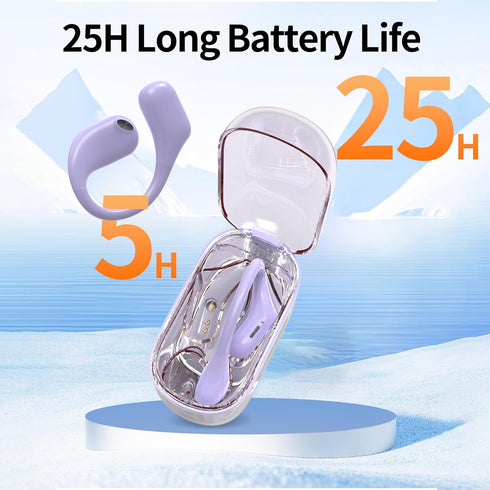Bluetooth Headphones Wireless Earbuds 36Hrs Playtime Wireless Charging Case HiFi Stereo Over-ear Earphones with Earhook Waterproof Headphones with Mic for Sport Running Workout Purple