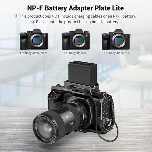 SmallRig NP-F Battery Adapter Plate Lite for Sony NP-F Battery, with 12V/7.4V Output Port, LED Low Battery Indicator