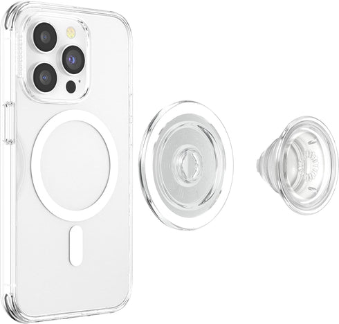 PopSockets Phone Grip - Compatible with MagSafe, Includes Adapter Ring, Wireless Charging Compatible - Clear