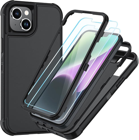 SunStory 13/14 3-Layer Cover,3 1 13/14 6.1", Compatible with iPhone Case with HD Screen Protector, Heavy Duty Full-Body