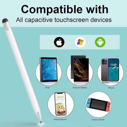 SSS·GRGB Magnetic Disc Stylus for Touch Screens - High Sensitivity Capacitive Stylus for Tablets, White